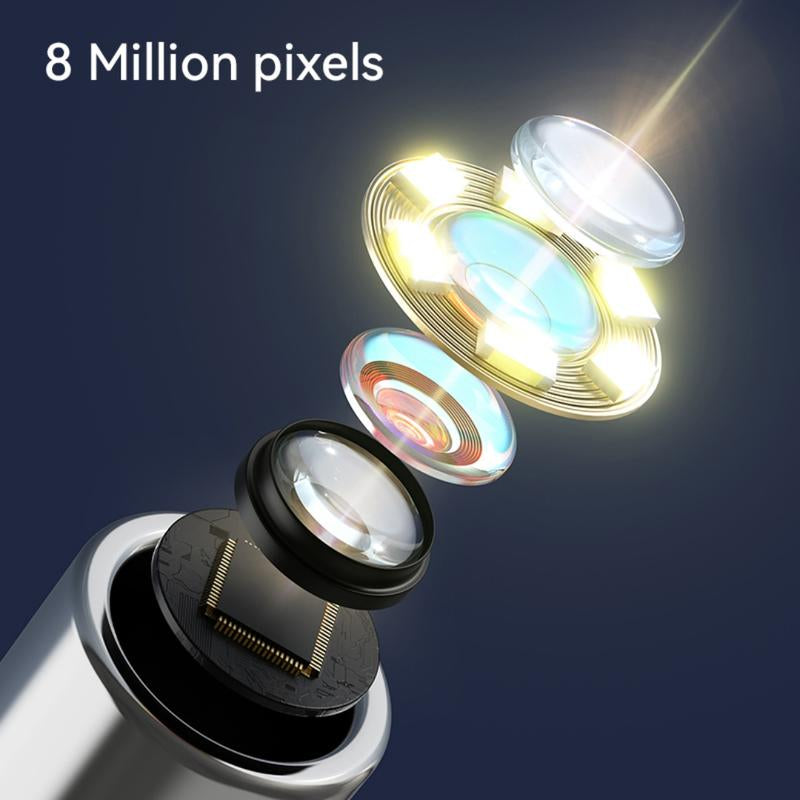 Ear Wax Removal Tool Camera, Ear Wash with 1080P High-Definition Camera, Illuminated Otoscope, Ear Wax Removal Kit with 6 Replacement Ear Tips, Suitable for Iphone, Ipad, Android Phones (Black)