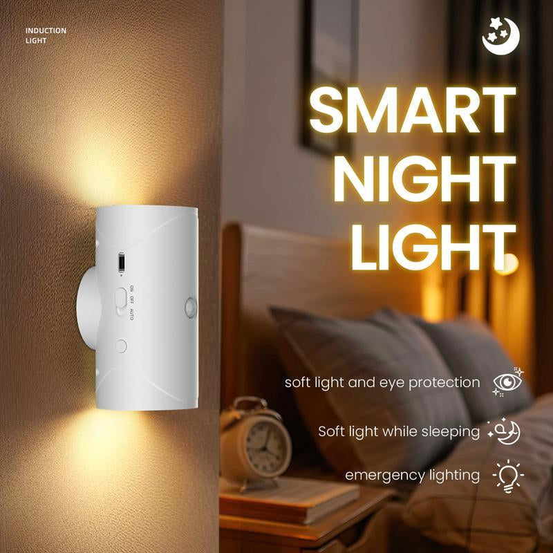 Smart Rechargeable LED Night Light with Motion Sensor - RGB Gradient Ambient Lighting, Dimmable Wall Lamp. Magnetic & Stick-On Design, USB Charging, Long Battery Life for Bedroom, Stairs, Hallway, Entryway & Halloween/Christmas Decor.Valentine'S