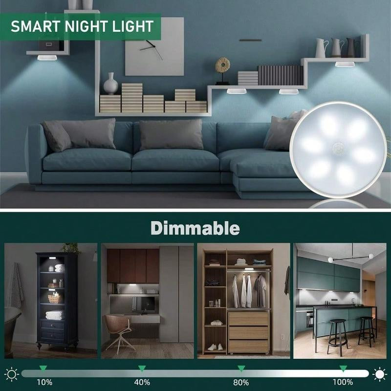 5/10Pcs USB Rechargeable Motion Sensor LED Night Lights - Warm & White, Automatic On/Off, Long-Lasting Battery, Compact Design for Stairs, Bedrooms, Cabinets & Wardrobes, Perfect Holiday Gift, Motion Sensor Light Indoor Rechargeable
