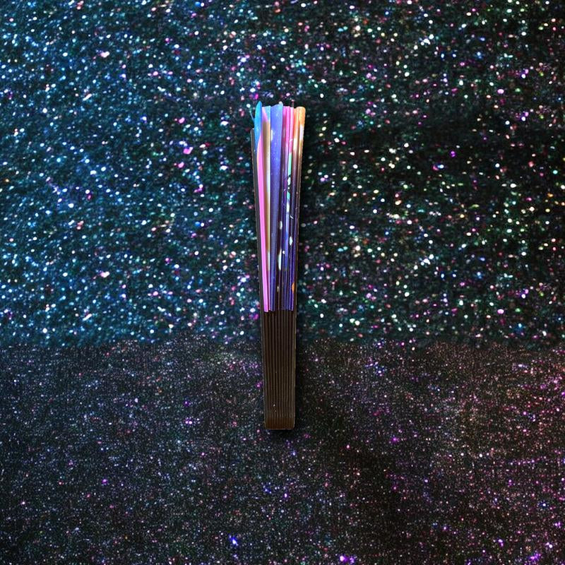 Rainbow Clacking Fan Hand Folding Fan with Original Kawaii Anime Magical Girl Inspired Angel Wings Artwork