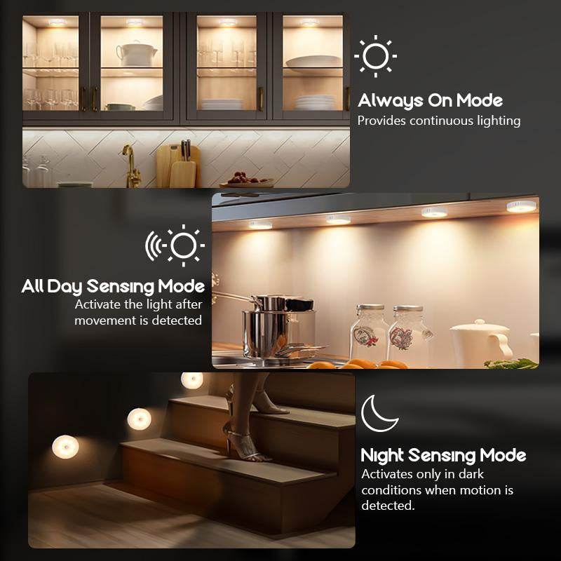 USB Rechargeable LED Night Light, Motion-Sensor LED Night Light, Dimmable Night Light for Bedroom, Staircase, Wardrobe, Indoor Lighting, LED Lights