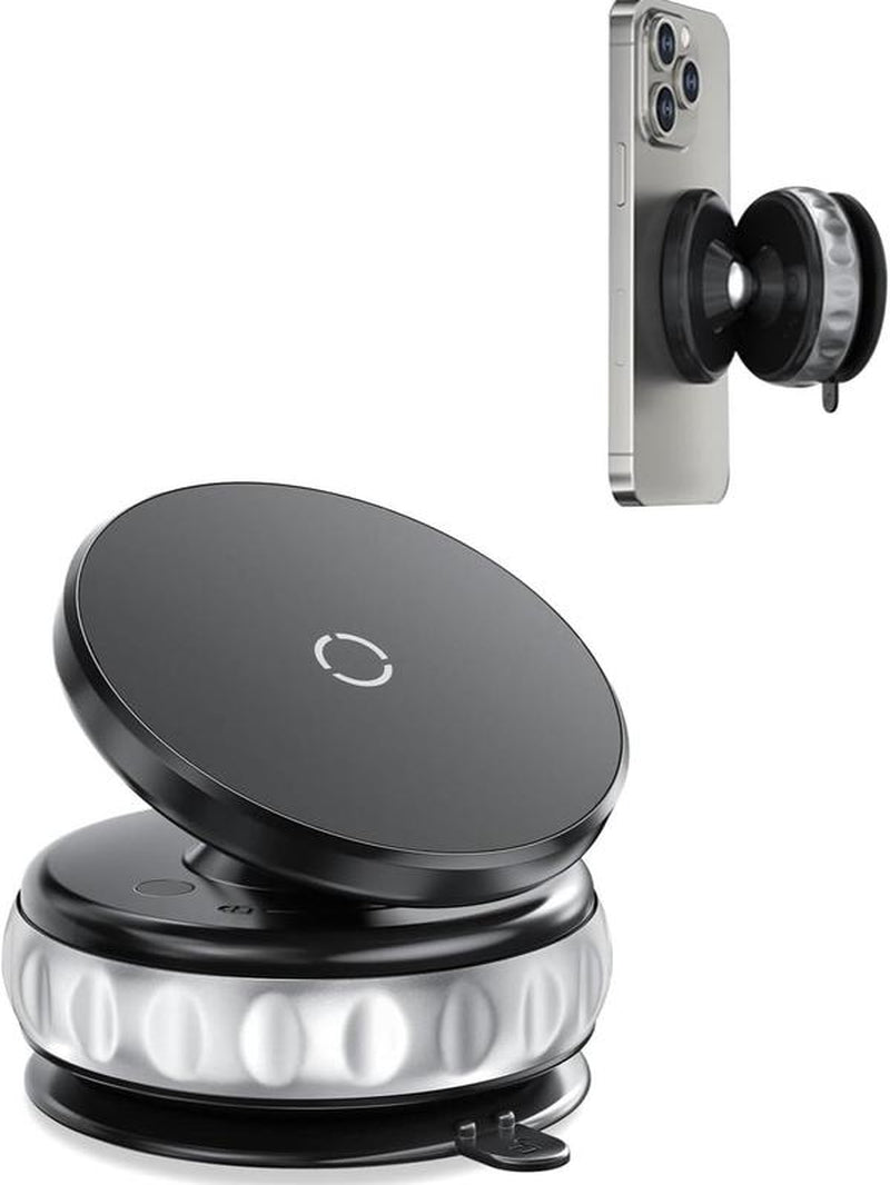 360° Vacuum Magnetic Car Phone Holder, Adjustable Suction Cup Phone Mount for Car/Gym/Mirror/Smooth Surface, Compatible with Iphone Android