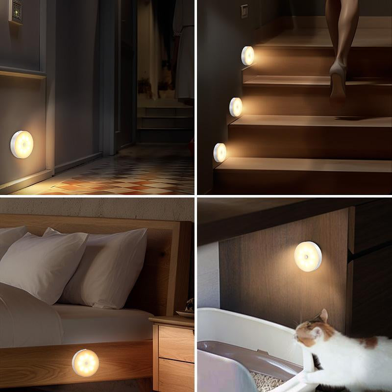 USB Rechargeable LED Night Light, Motion-Sensor LED Night Light, Dimmable Night Light for Bedroom, Staircase, Wardrobe, Indoor Lighting, LED Lights