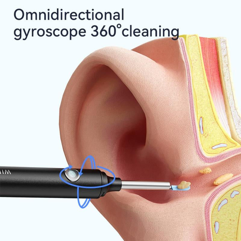 Ear Wax Removal Tool Camera, Ear Wash with 1080P High-Definition Camera, Illuminated Otoscope, Ear Wax Removal Kit with 6 Replacement Ear Tips, Suitable for Iphone, Ipad, Android Phones (Black)