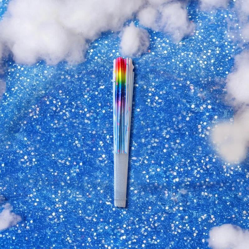 Rainbow Clacking Fan Hand Folding Fan with Original Kawaii Anime Magical Girl Inspired Angel Wings Artwork