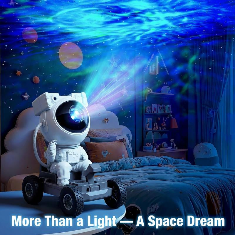 Projector Bedroom Lunar Rover Projection Lamp Astronaut Moon Car Design 360 Degree Galaxy Star Night Light Home Bedroom Decor Trending Space Gift for Kids Adults LED Projection Lamp with USB Power Romantic Atmosphere Room Party Mood Light Holiday Gift